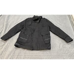 River Island Utility Jacket Coat Mens L Black Heavy Weight